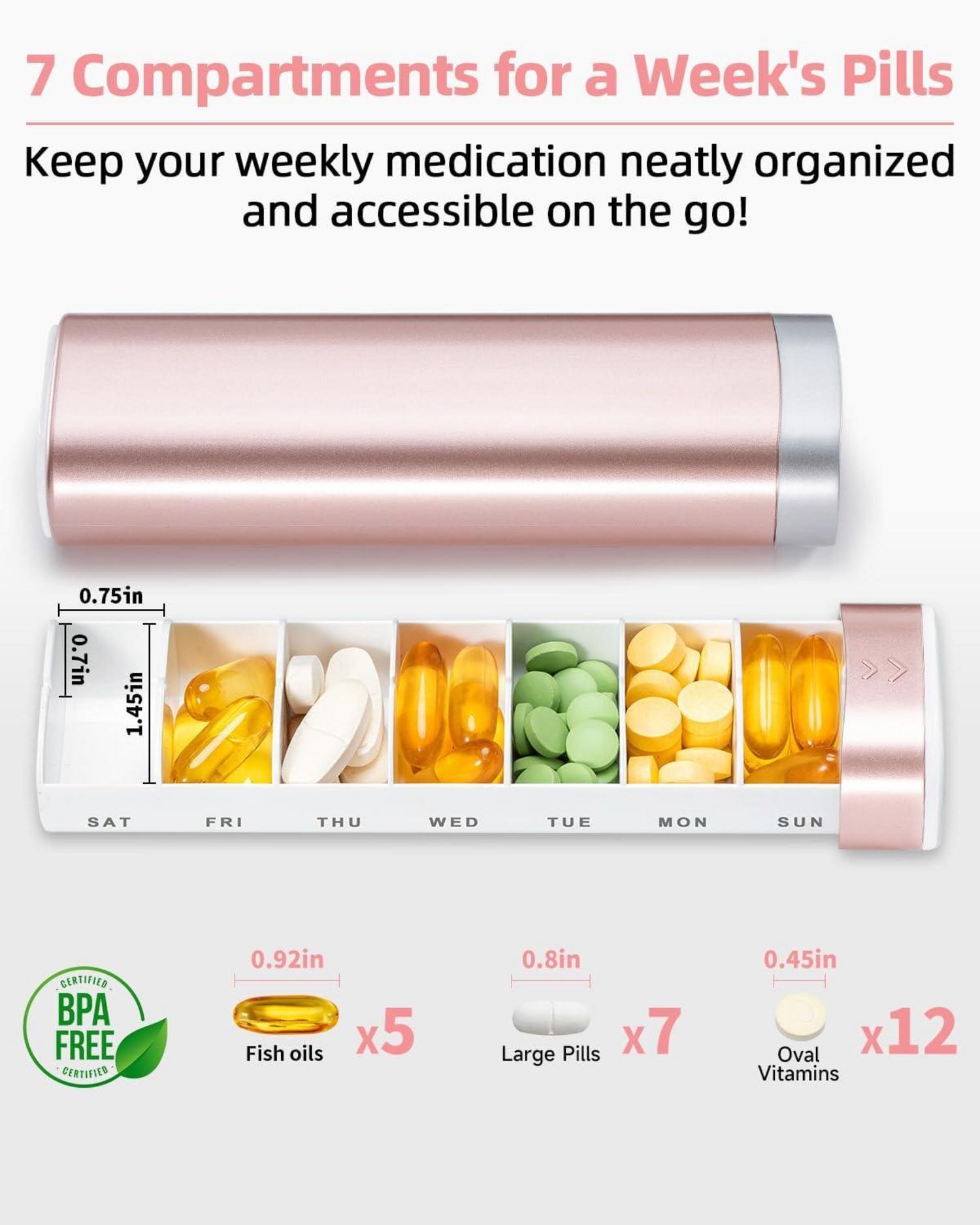 Tablettenbox 7 Tage Pillendose Rosa BPA Frei Organizer