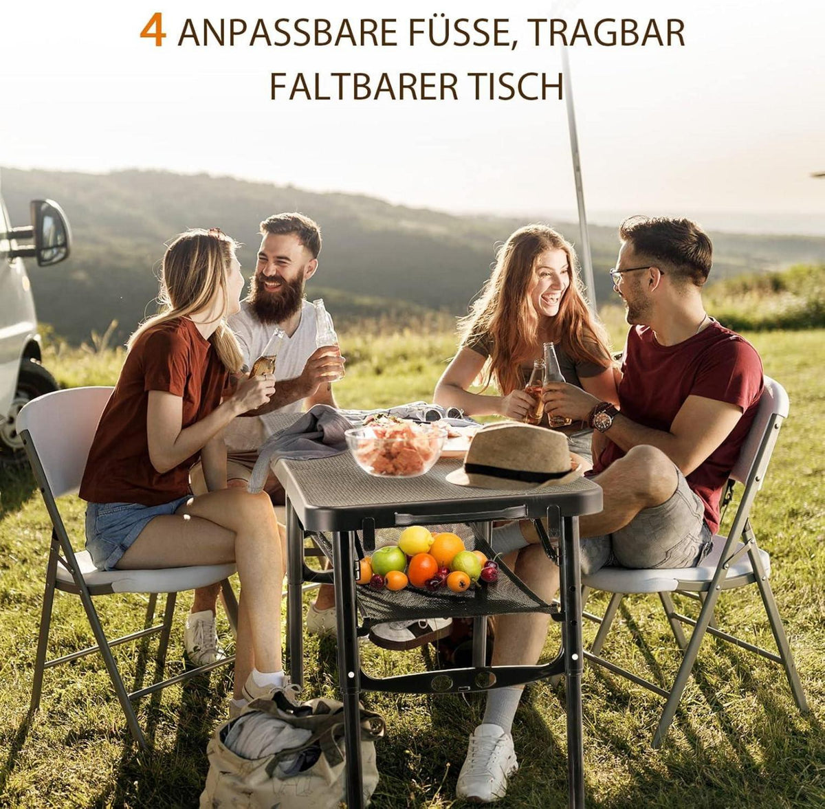 Kleiner Campingtisch Höhenverstellbarer Gartentisch Outdoor GrilltableView