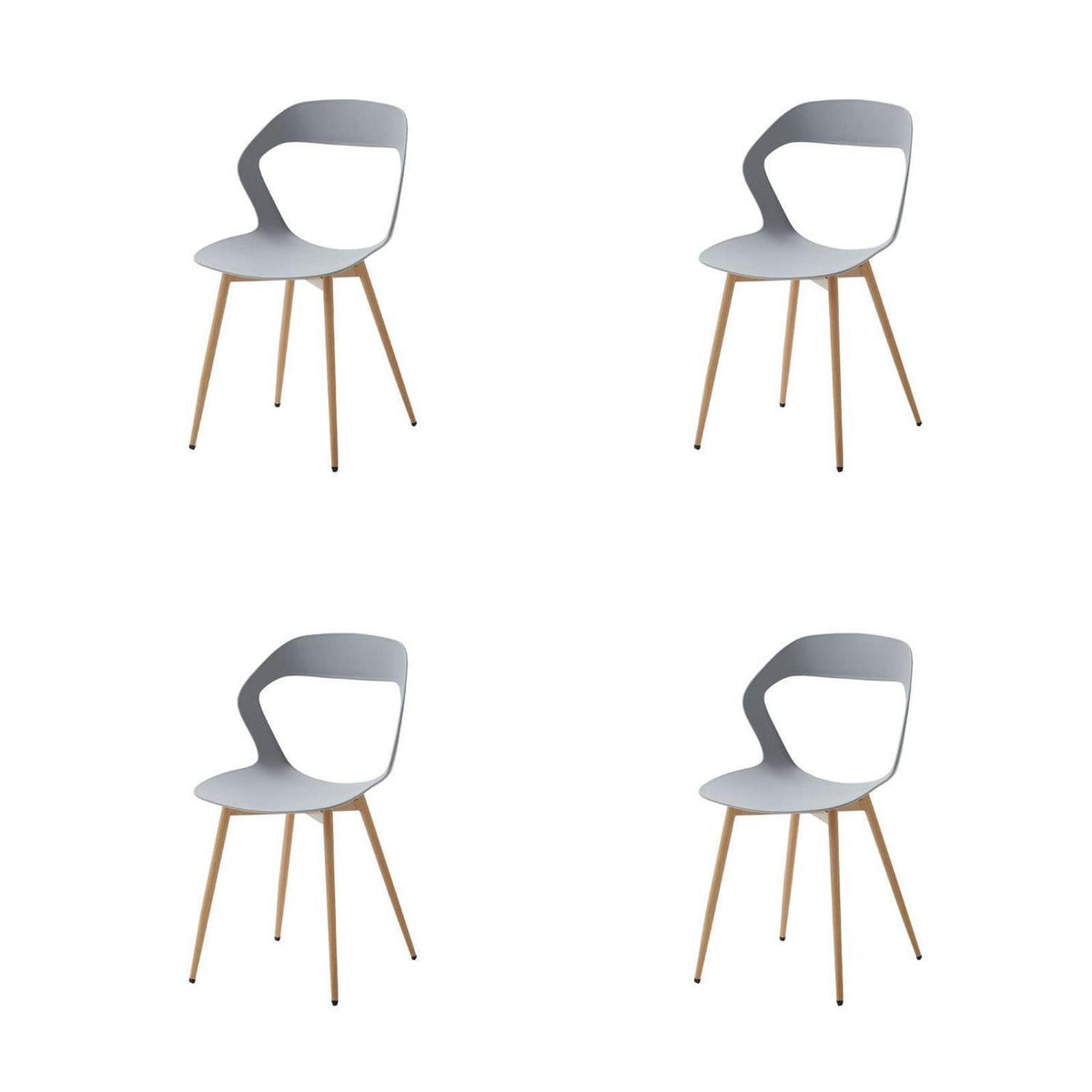 Moderner Esszimmerstuhl Set (4x) – Grau & Natürliche Farbe