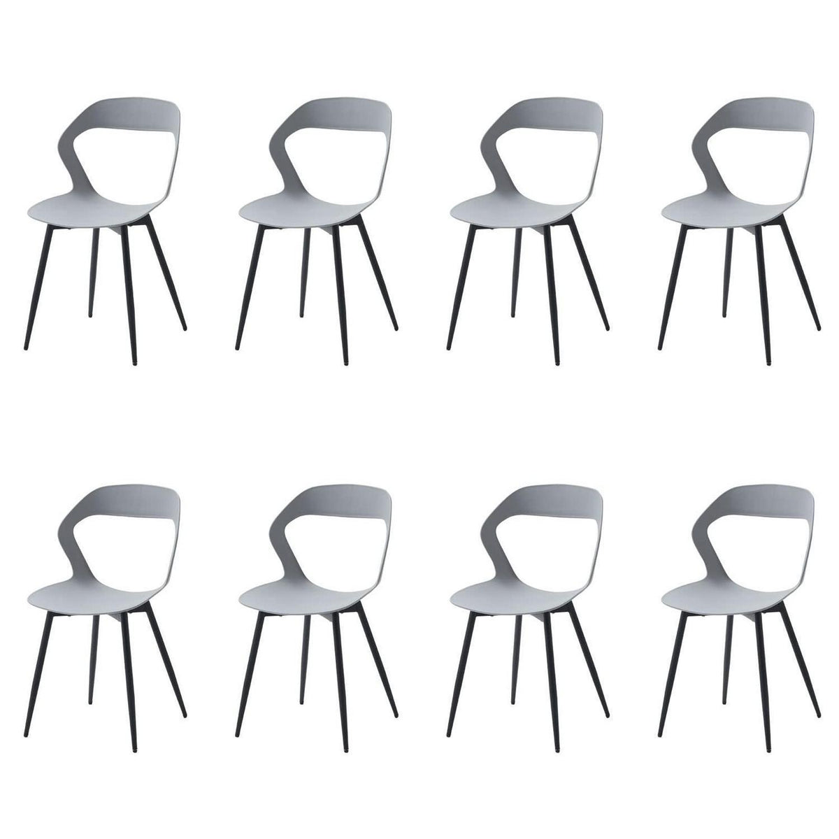 Moderner Esszimmerstuhl Set (8x) – Grau & Schwarz, Skandi-Design