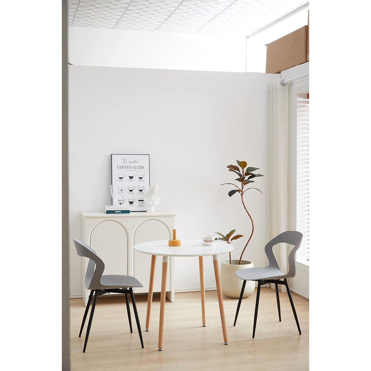 Moderner Esszimmerstuhl Set (8x) – Grau & Schwarz, Skandi-Design