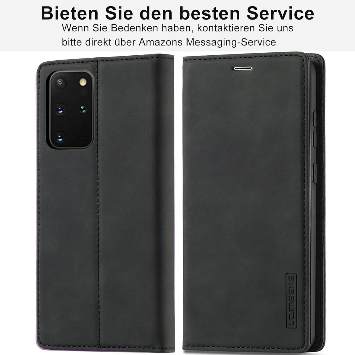 Samsung Galaxy S20 Plus Hülle Leder Klappbar Flip Wallet Case Schwarz