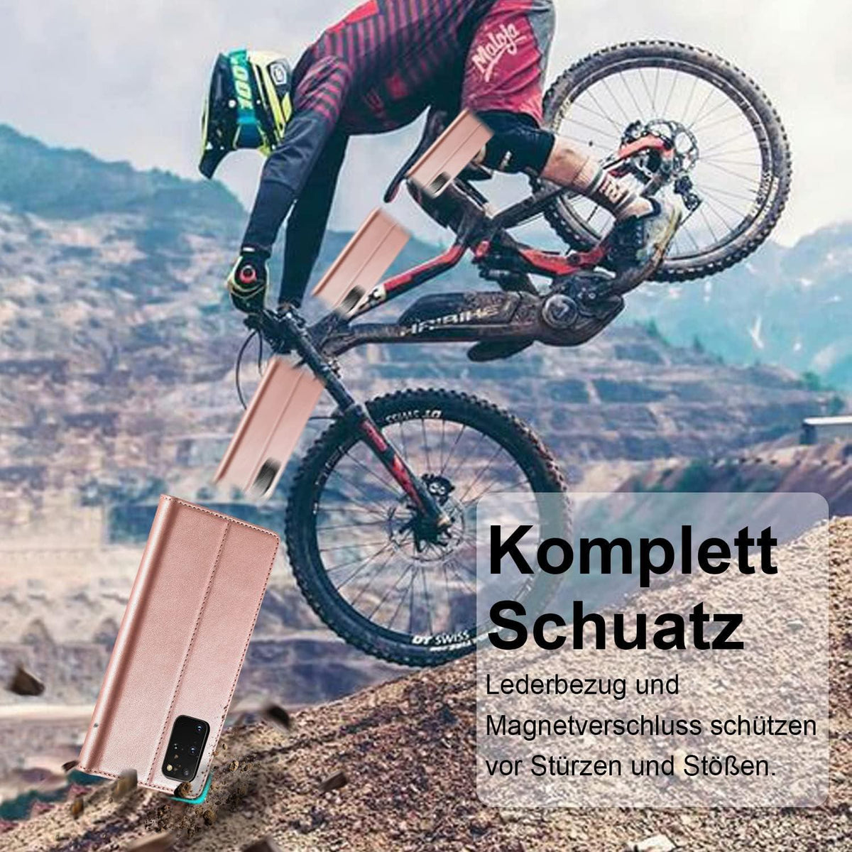 Samsung Galaxy S20 Plus Lederhülle mit Schutzfolie und Ständer