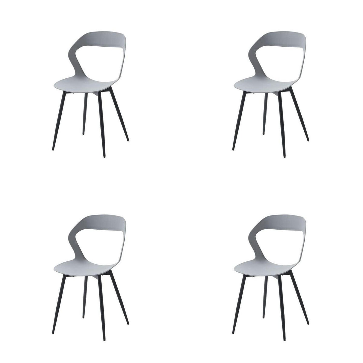 Moderner Esszimmerstuhl Set 4er – Grau & Schwarz, Skandinavisch