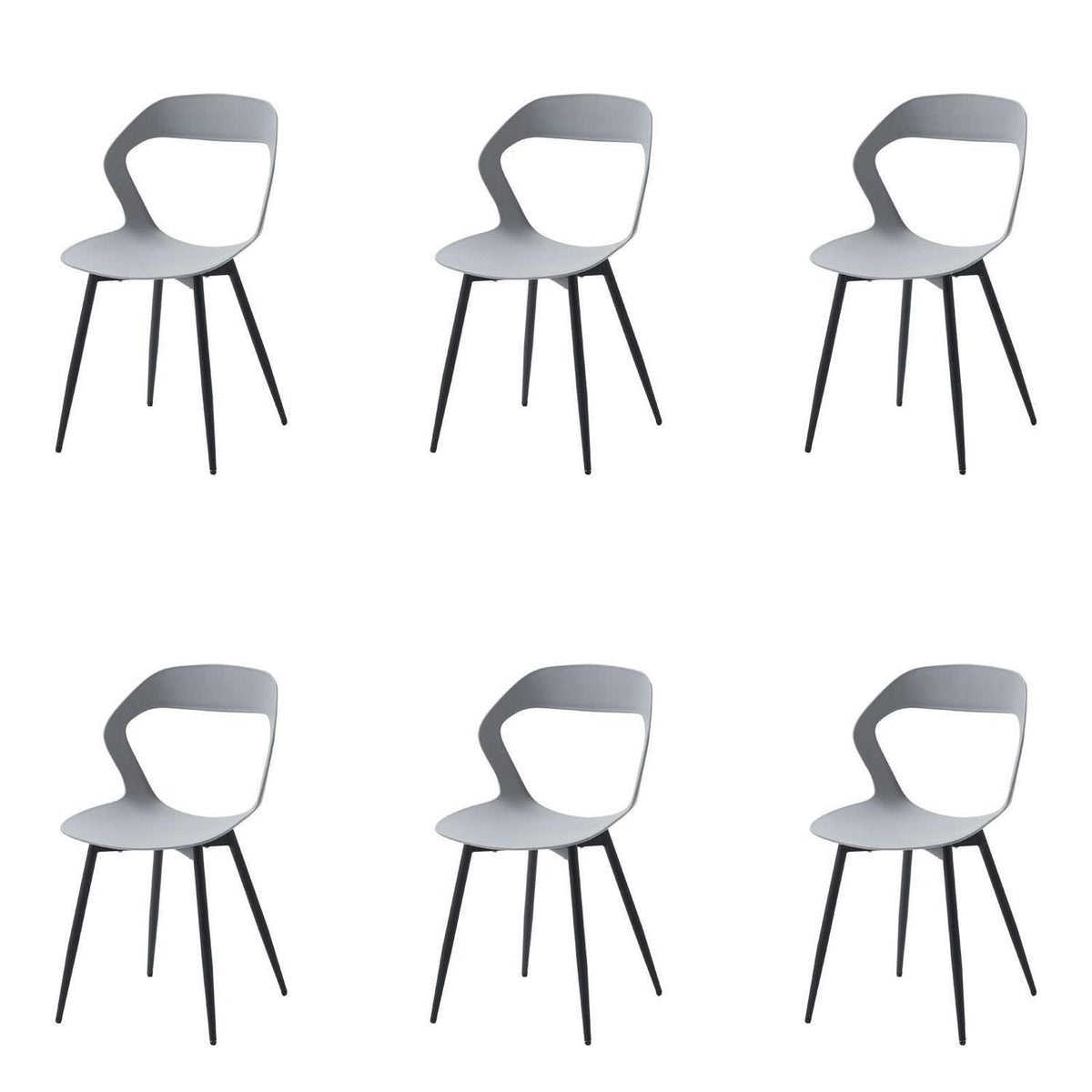 Moderner Esszimmerstuhl 6er Set Grau Schwarz | Skandinavischer Design Stuhl