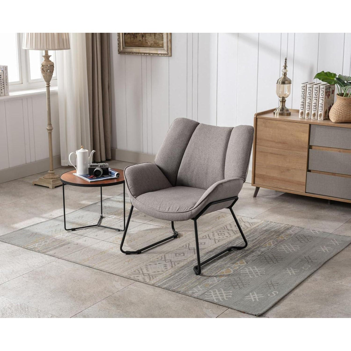 Leinen Loungesessel Grau – Modern & Bequem für Wohnzimmer/Balkon