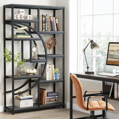 5-Ebenen Bücherregal Grau – Standregal & Raumteiler
