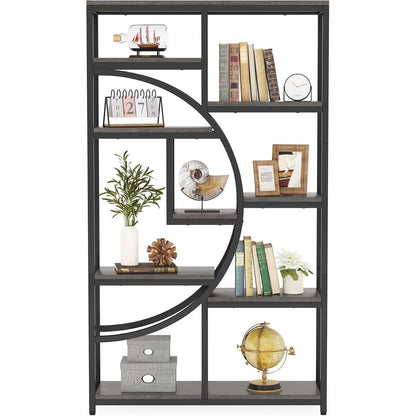 5-Ebenen Bücherregal Grau – Standregal & Raumteiler