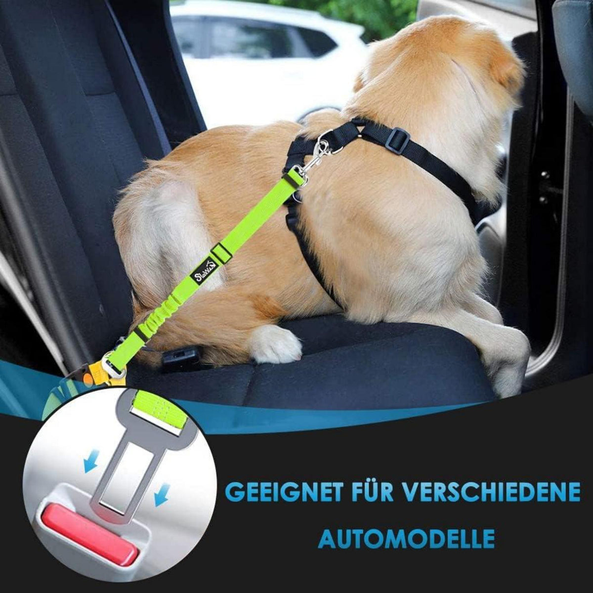 SlowTon Hundegurt Auto 2-in-1 Kopfstützen-Rückhalte Anschnallgurt