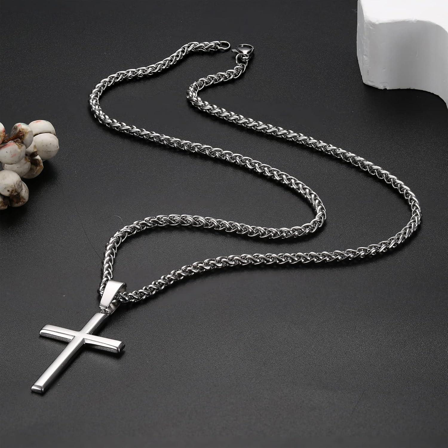 Silber Kreuz Kette Damen Herren 925 Halskette Panzerkette 56cm