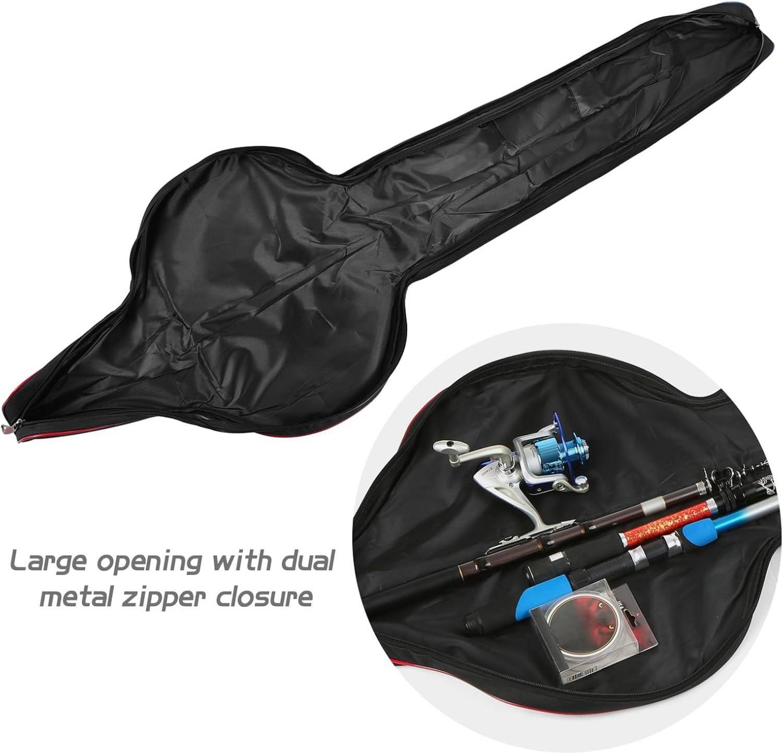 Angeltasche Rutentasche 160cm Tragbar Faltbar Organizer Schwarz Rot