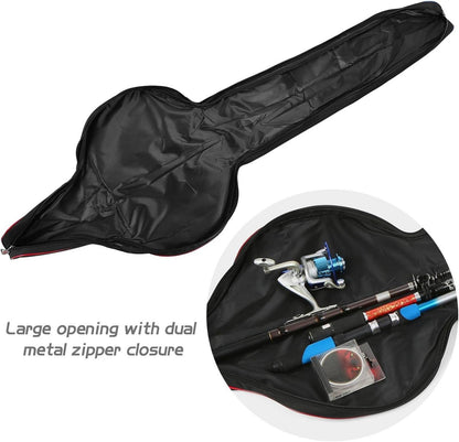 Angeltasche Rutentasche 160cm Tragbar Faltbar Organizer Schwarz Rot