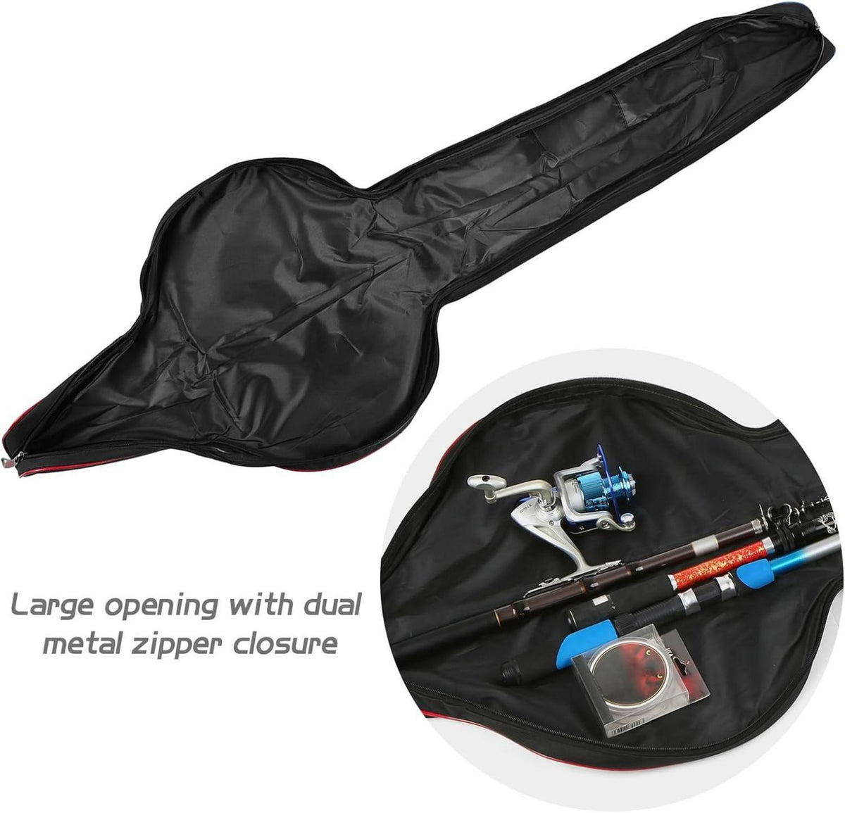 Angeltasche Rutentasche 160 cm Tragbar faltbar groß schwarz rot