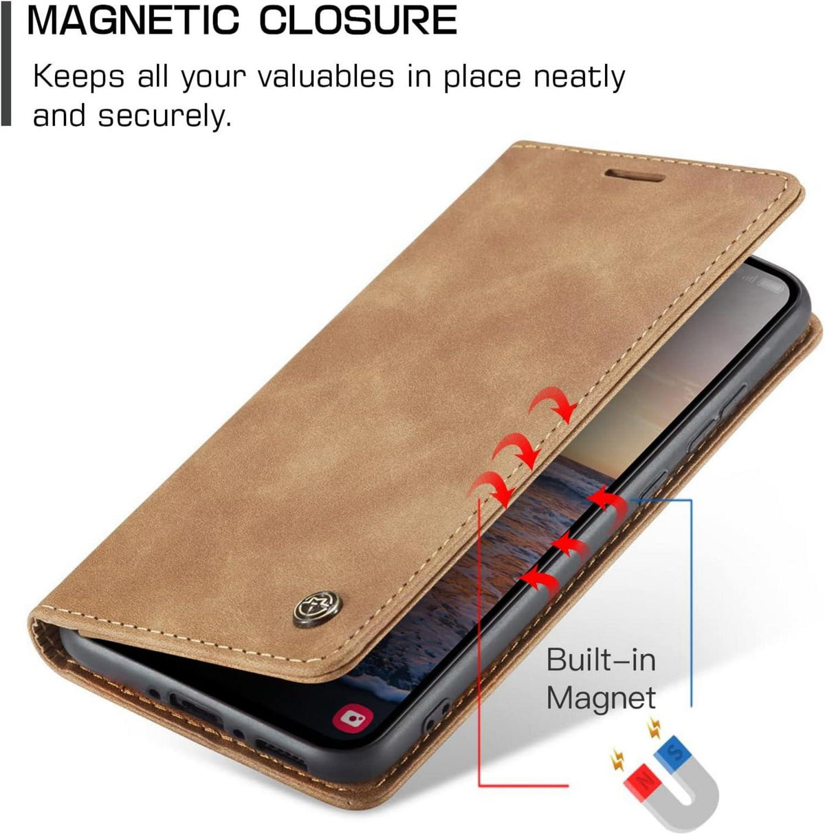 Handyhülle Samsung Galaxy A54 5G Lederhülle Braun Flip Case