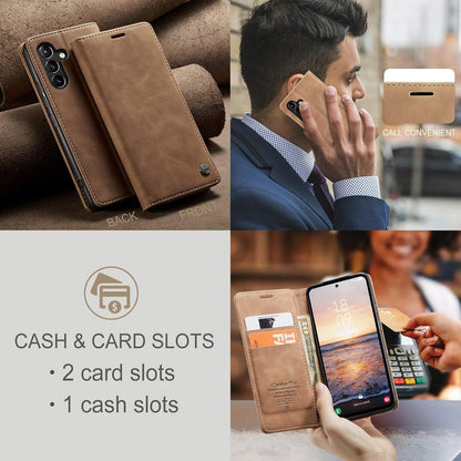 Handyhülle Samsung Galaxy A54 5G Leder Klapphülle Braun Magnet