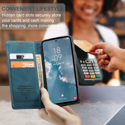 Handyhülle Samsung Galaxy A54 5G Premium Leder Flip Case Blaugrün