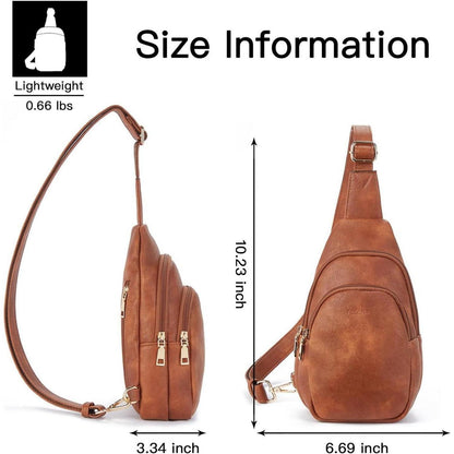 Telena Damen Crossbody Umhängetasche PU Leder Braun 1
