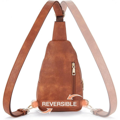 Telena Damen Crossbody Umhängetasche PU Leder Braun 1