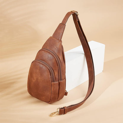 Telena Damen Crossbody Umhängetasche PU Leder Braun 1