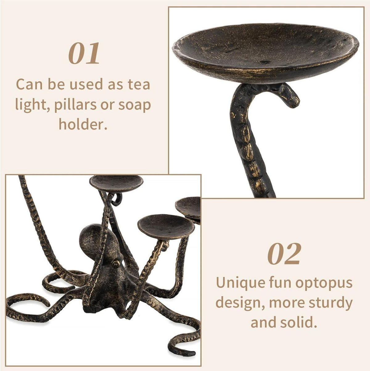 Kerzenhalter Octopus Teelicht Stumpenkerzenhalter Gothic Deko