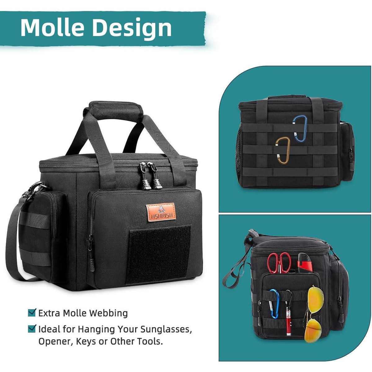 Taktische Lunchtasche, isoliert, 12L, Schwarz