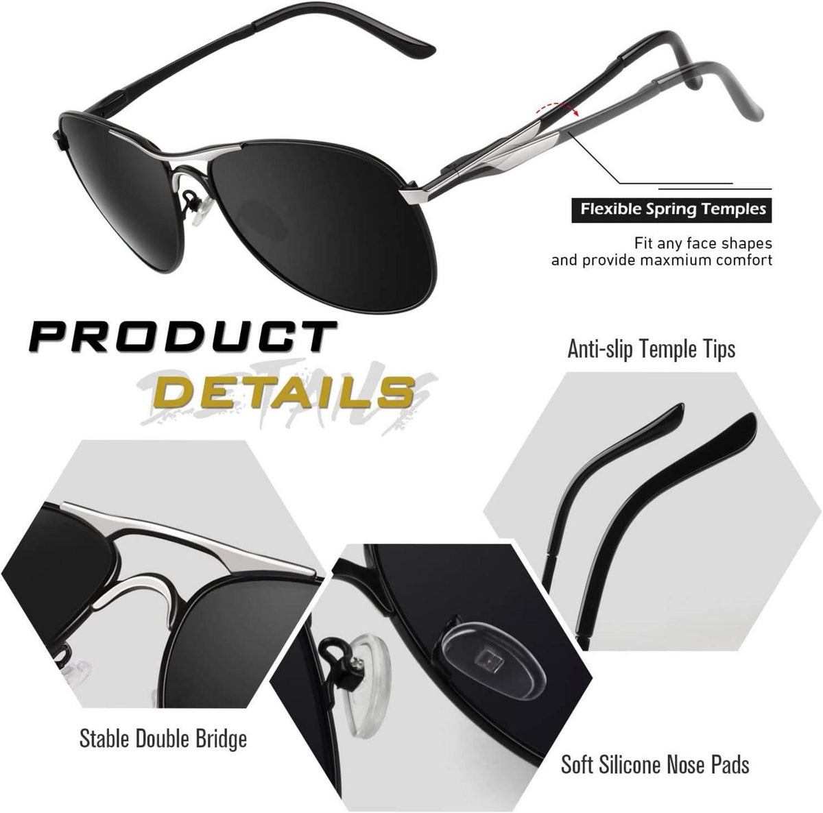 Polarisierte Piloten Sonnenbrille UV400 für Herren Damen