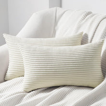 Kissenbezug 30x50 Creme Kordsamt gestreift 2er Set Sofa Deko