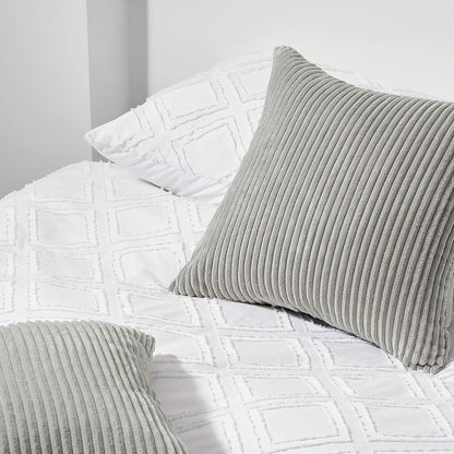 Topfinel Kissenbezug 40x40 grau Kordsamt gestreift 2er Set Sofa Couch Wohnzimmer