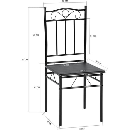 Esszimmer-Set Schwarz Marmor Optik | Esstisch + 4 Stühle