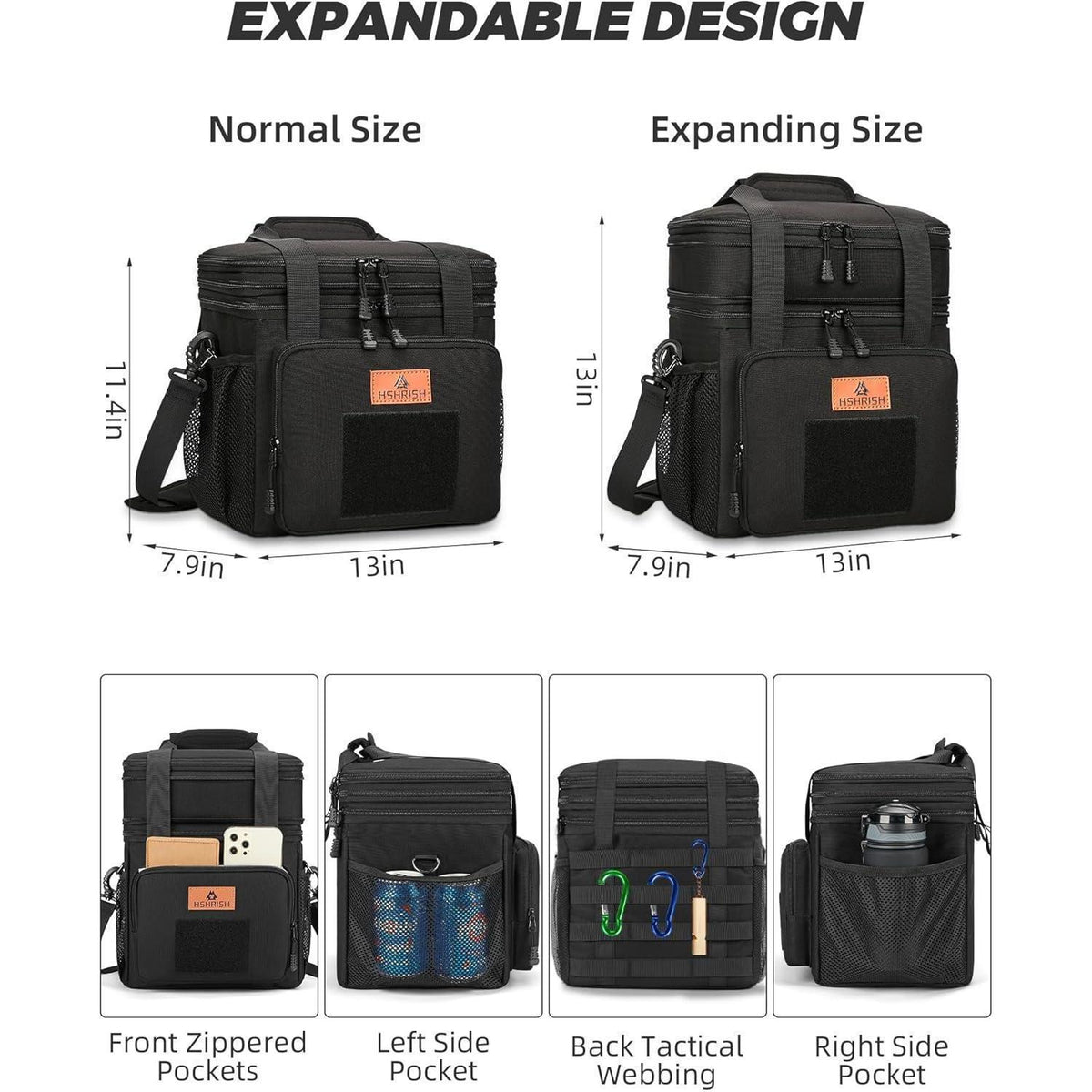 Taktische Lunchtasche, isoliert & wasserdicht, 22L Schwarz