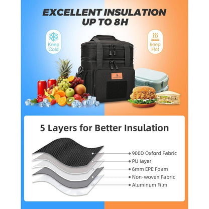 Taktische Lunchtasche, isoliert & wasserdicht, 22L Schwarz