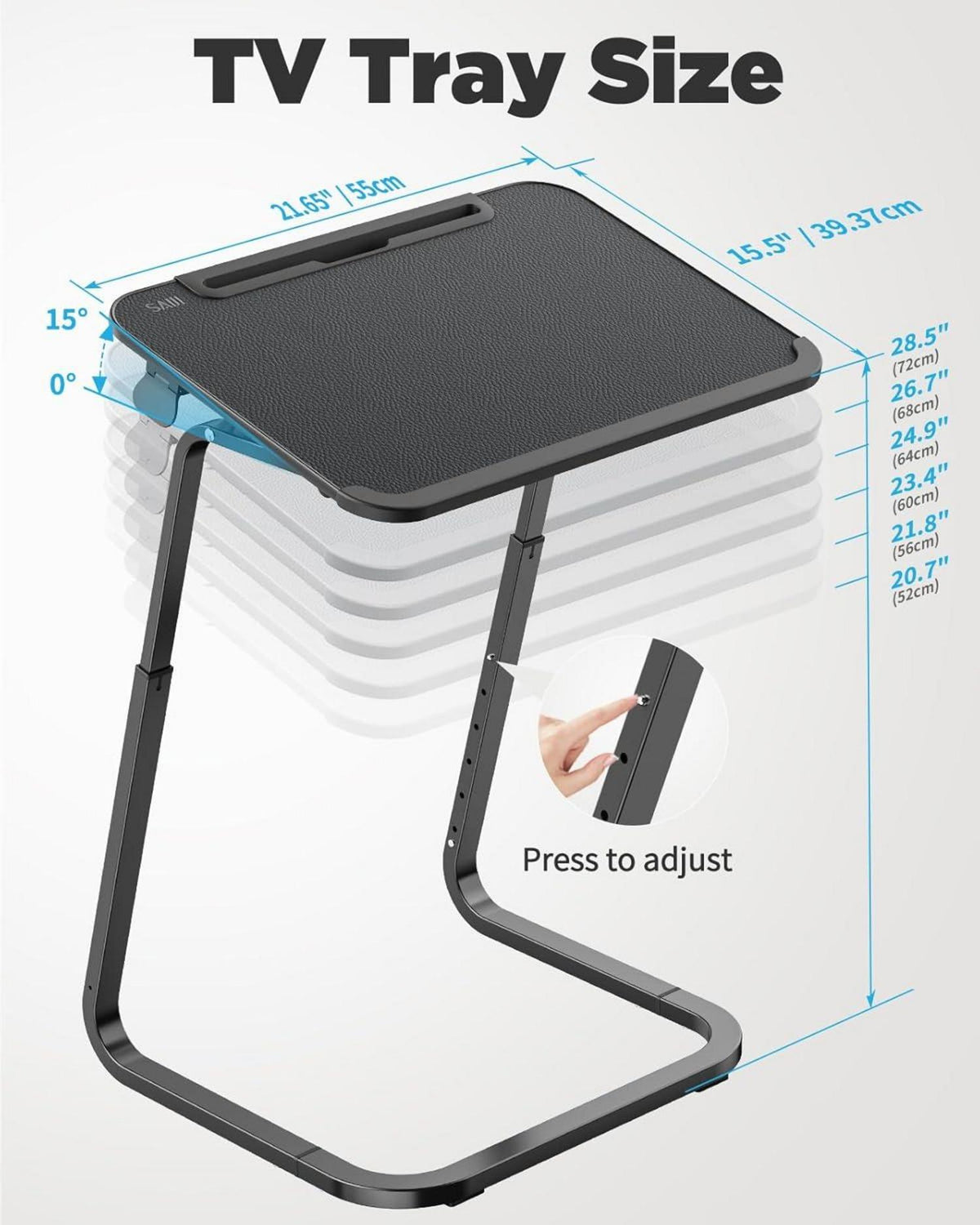 SAIJI Beistelltisch Laptoptisch Frühstückstablett 55x39cm