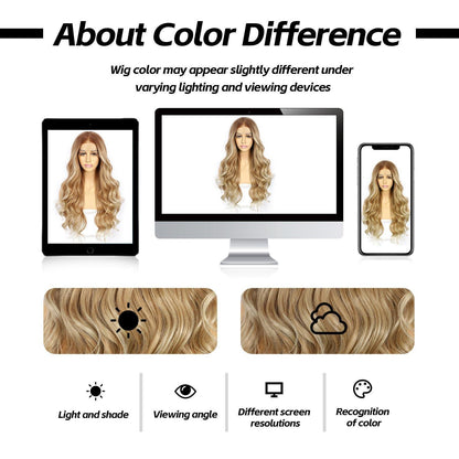 Blond Wellige Lace Front Perücke mit Highlights – 26 Zoll