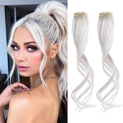 Clip-in Pony mit seitlichen Luftschläfen – Grau/Braun/Silber/Weiß