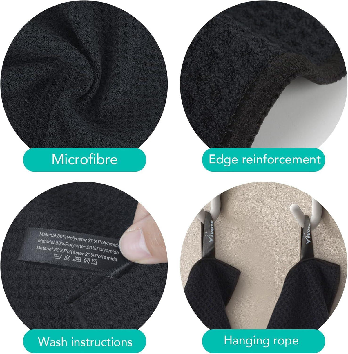 4er Pack Mikrofasertücher Schwarz 30x30 cm - Hochwertiges Waffeltuch für Küche & Barista