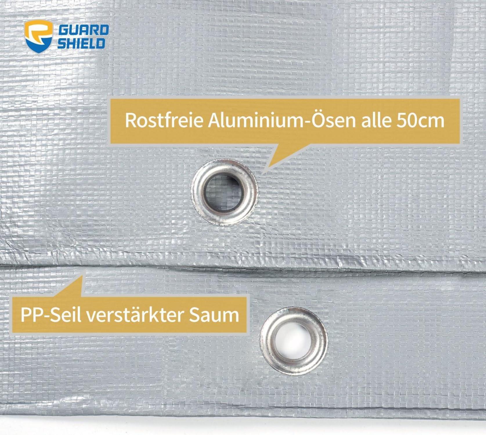 Abdeckplane Wasserdicht 5x5m Grau 160g/m² GUARD SHIELD UV-stabilisiert