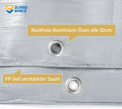 Abdeckplane Wasserdicht 5x5m Grau 160g/m² GUARD SHIELD UV-stabilisiert
