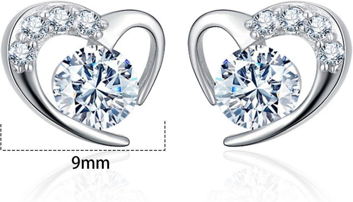 Silber Kristall Herz Armband Ohrringe Set verstellbar