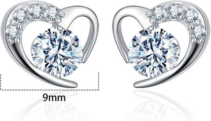 Silber Kristall Herz Armband Ohrringe Set verstellbar