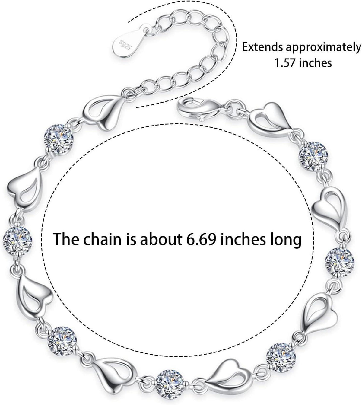 Silber Kristall Herz Armband Ohrringe Schmuck Set Love Form