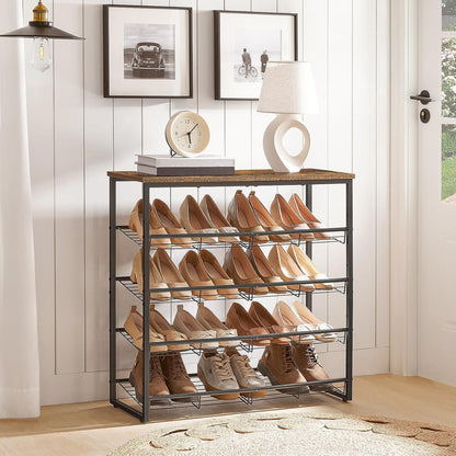 HOOBRO 5-lagiges verstellbares Schuhregal für 12-16