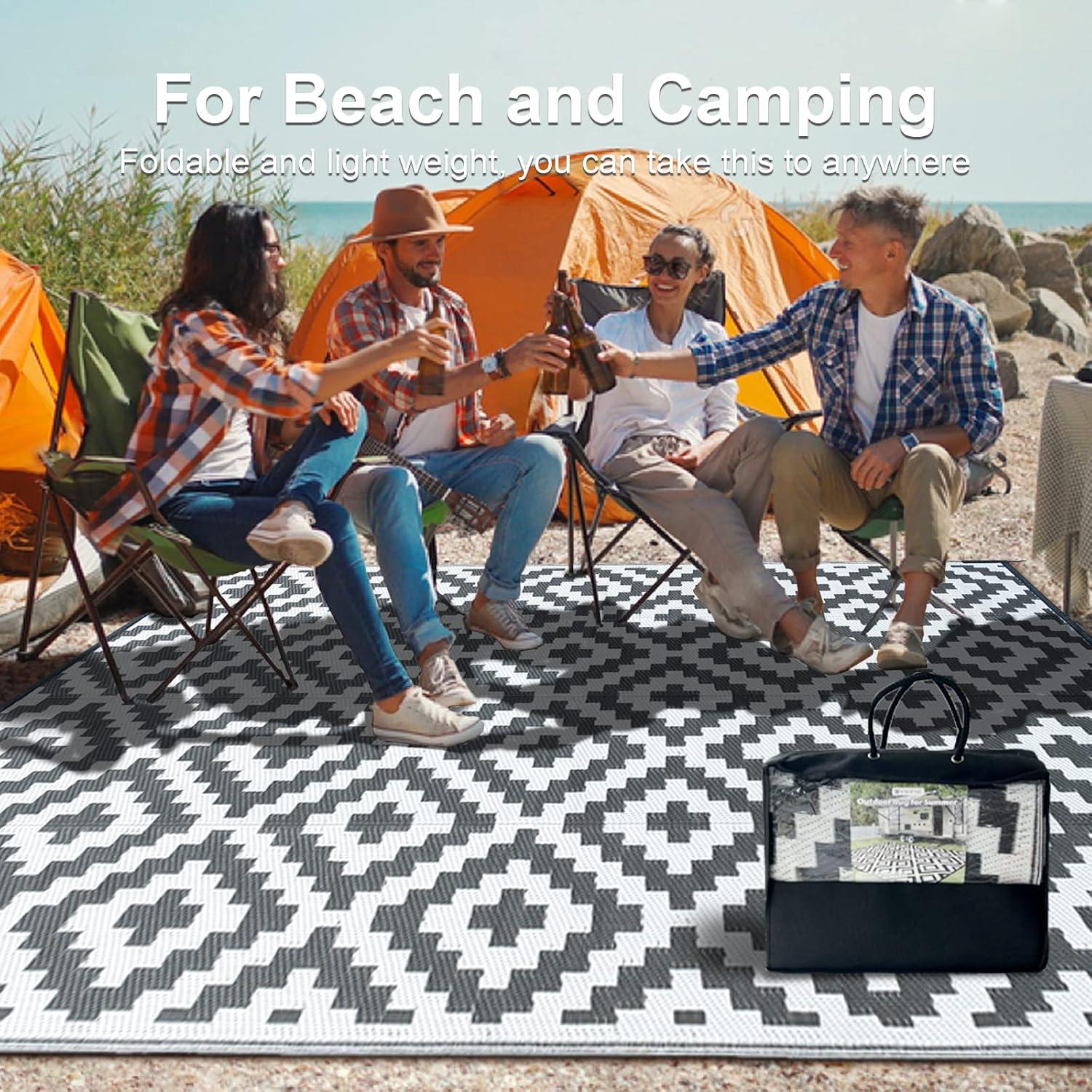 Outdoor Teppich 120x180cm Wetterfest UV Beständig Wendbar Grau