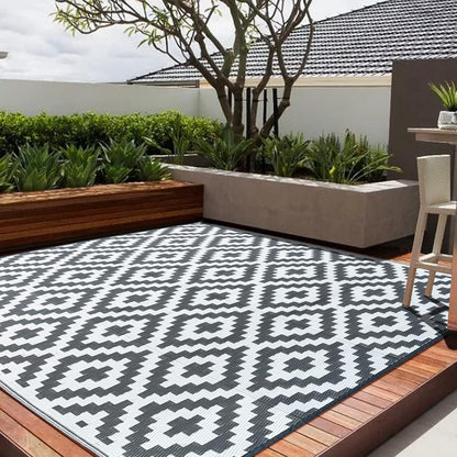Outdoor Teppich Wetterfest Balkon 120X180CM UV Beständig Grau Wendbarer Außenteppich