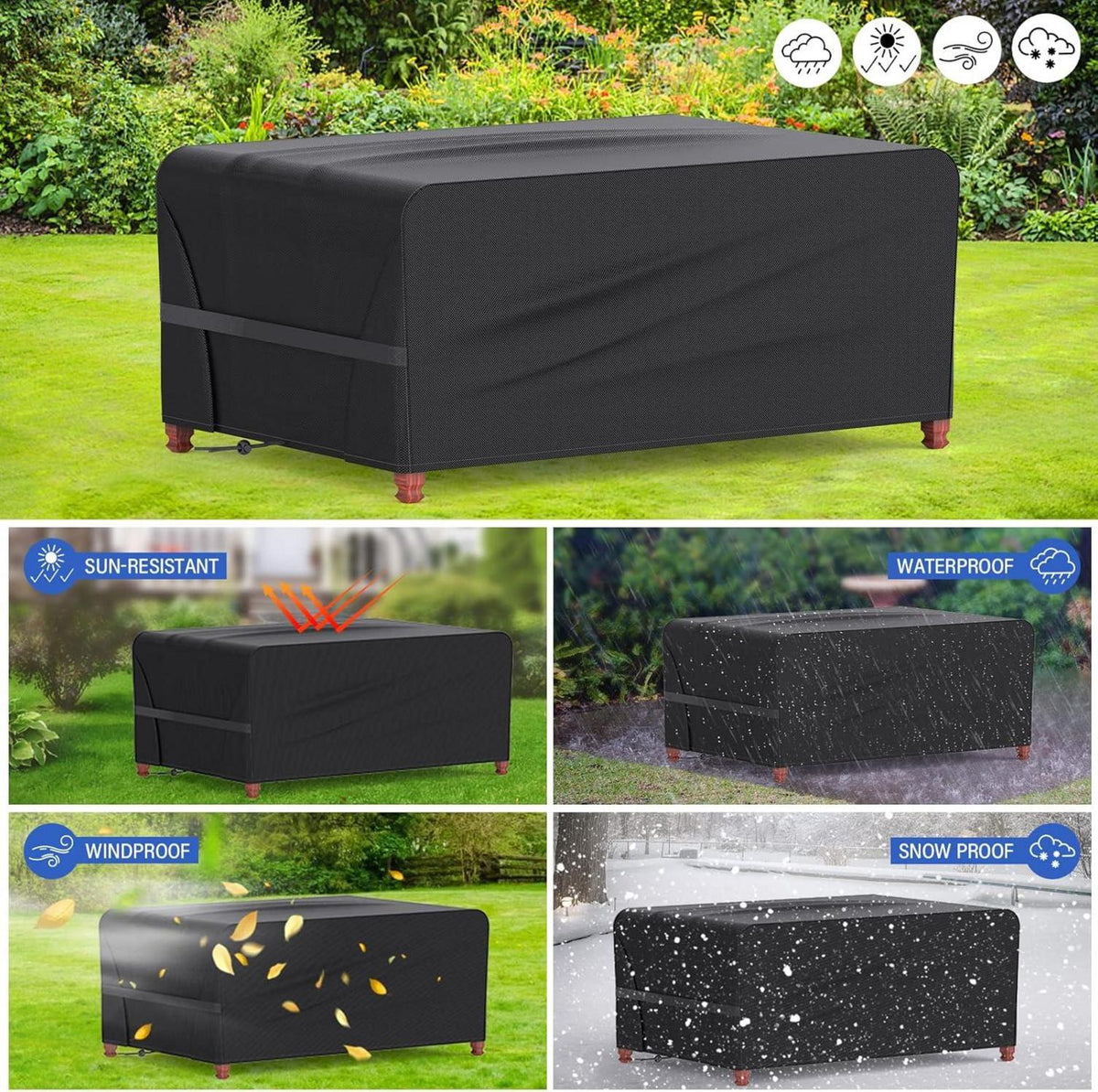 Gartenmöbel Abdeckung 170x94x70cm Wasserdicht Schutzhülle Oxford Gewebe
