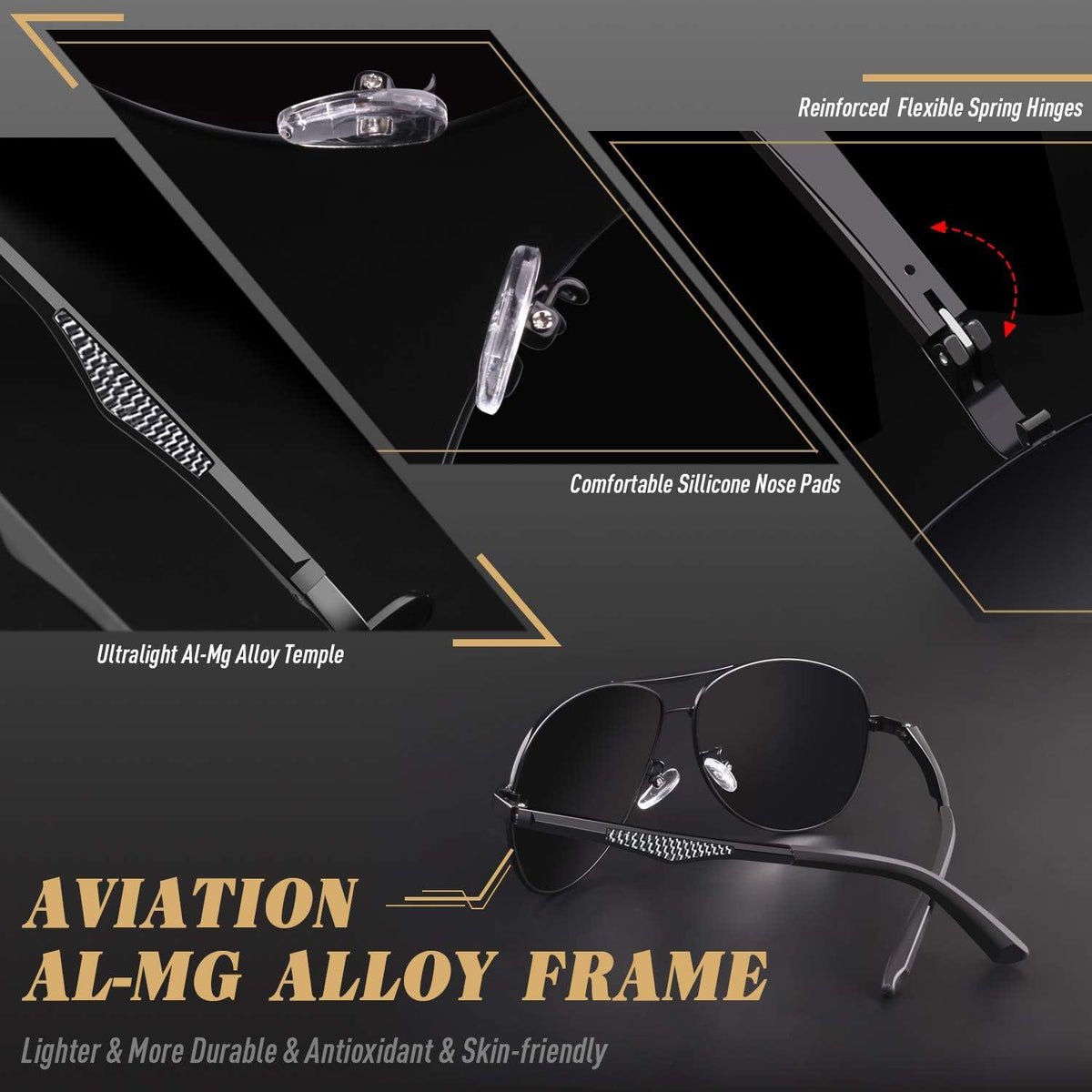 CGID Pilotenbrille Polarisiert Ultraleicht Outdoor UV400 Schutz