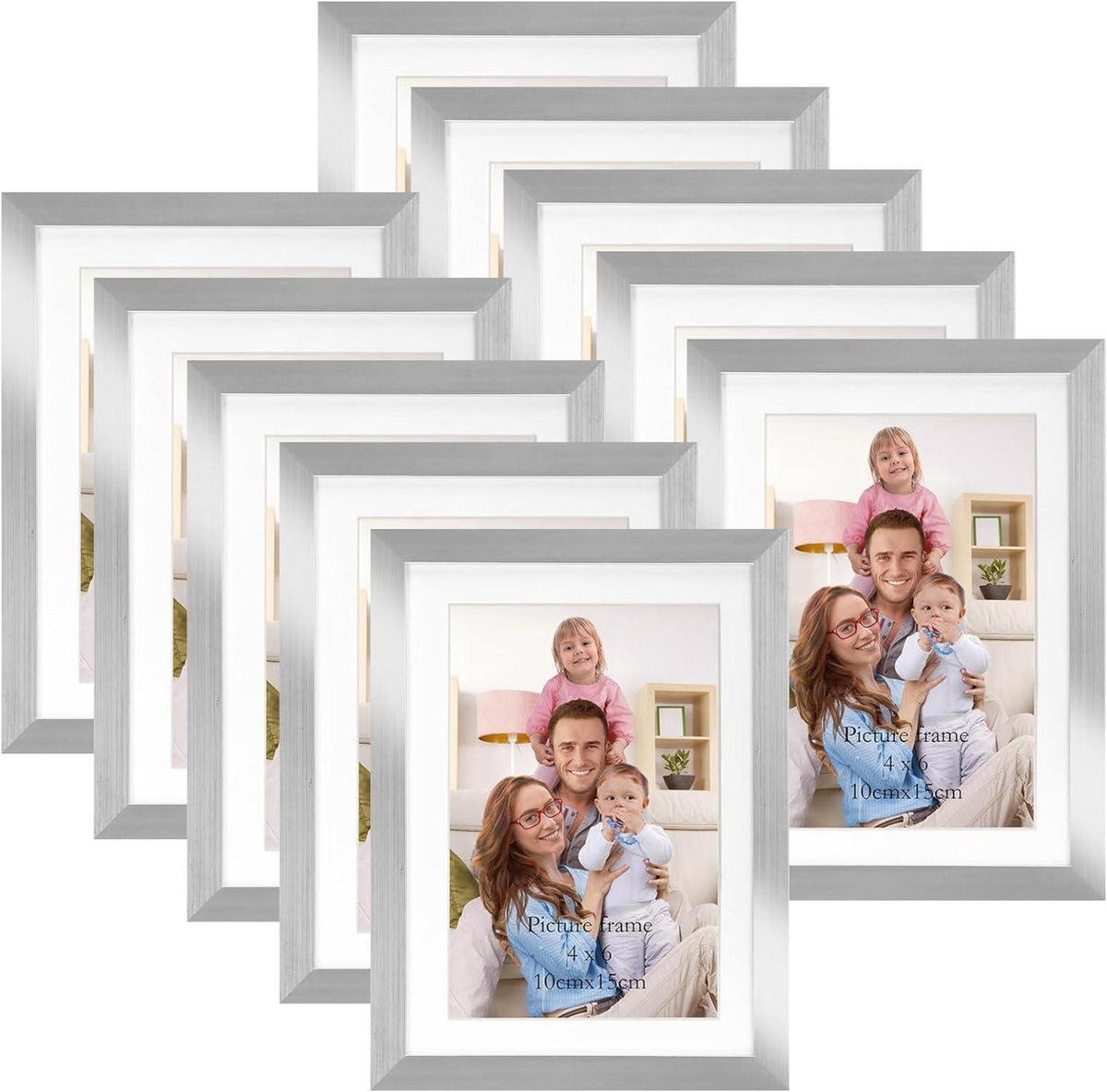 Bilderrahmen Set für Fotos 10x15/13x18 cm Silber Wand- Tischaufsteller