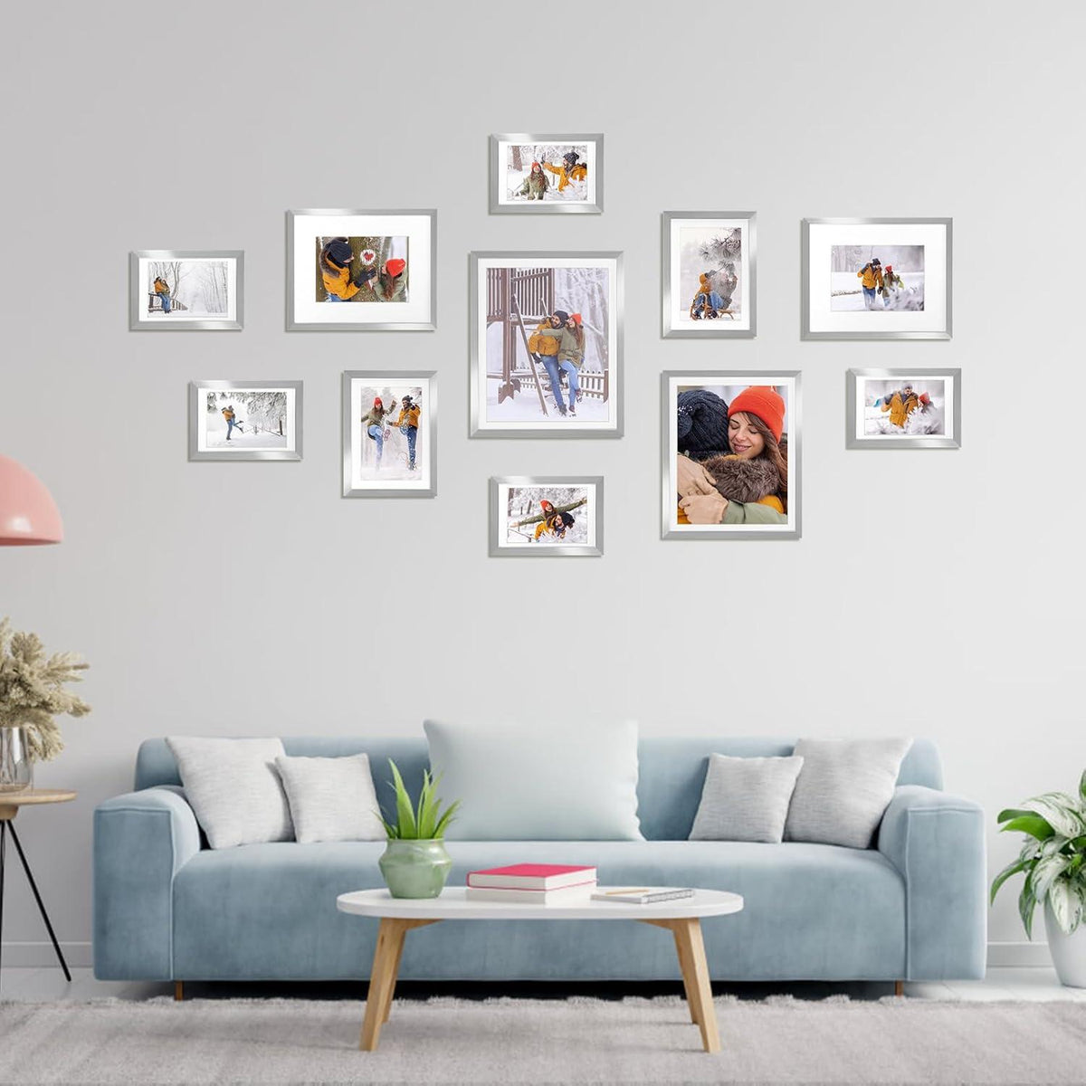 10x15 cm Silber Bilderrahmen Set für 13x18 cm Fotos - Collage Wand Tisch Display