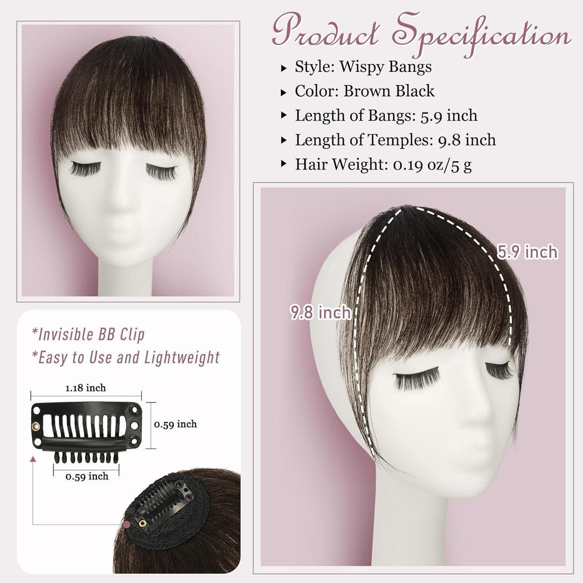 Echthaar Pony Clip-In Braun Schwarz | Natürlicher Look