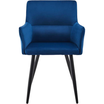 Samt Esszimmerstühle 2er-Set mit Armlehnen, Blau