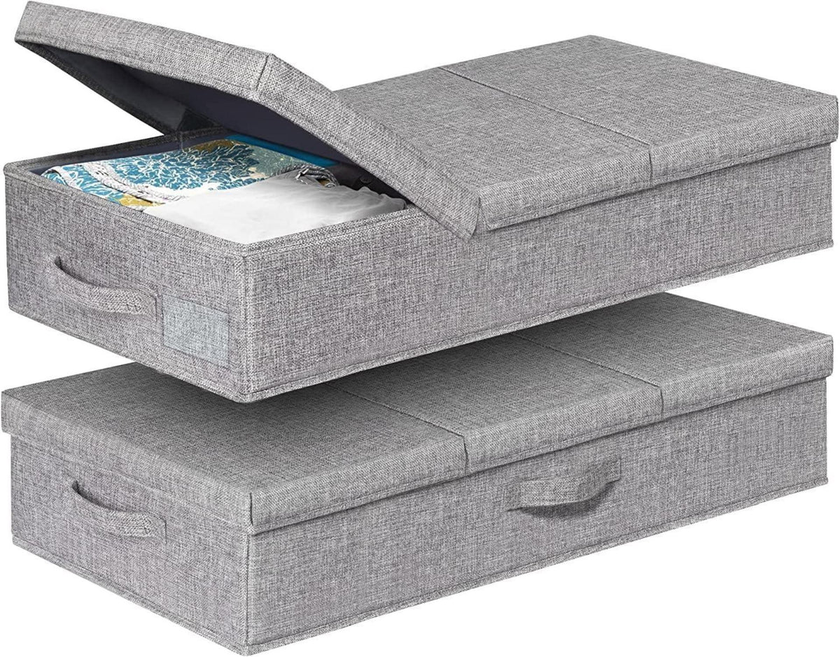 Faltbare Unterbett Aufbewahrungsbox 2er Set 15cm Hoch, Grau